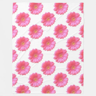 Pink gerbera daisy fleece blanket