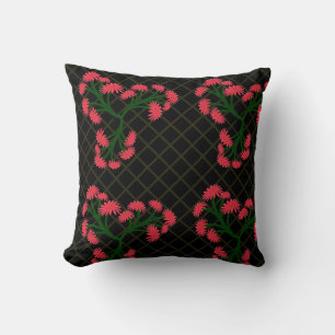 Pink Gerbera Daisy Floral Bouquet pattern  Throw Pillow
