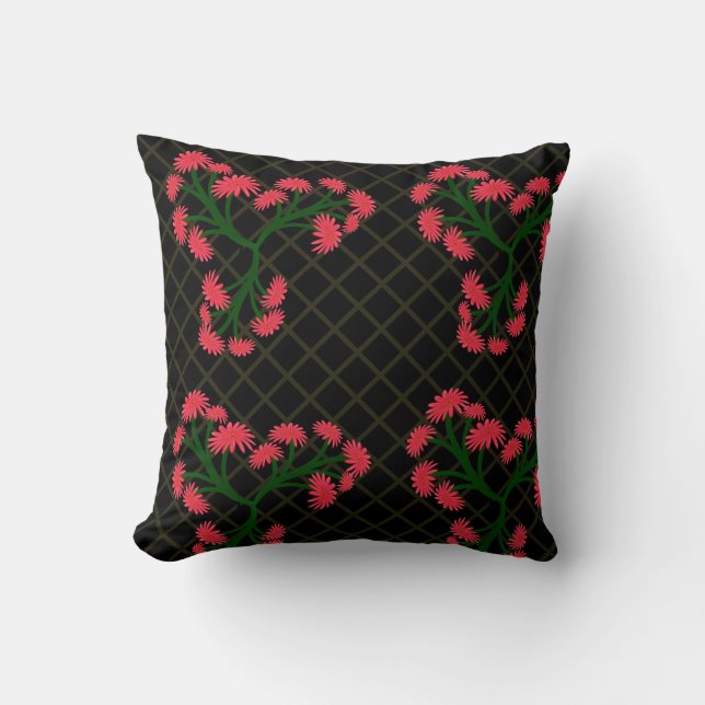 Pink Gerbera Daisy Floral Bouquet pattern  Throw Pillow (Front)