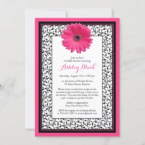 Pink Gerbera Daisy Floral Bridal Shower Invitation