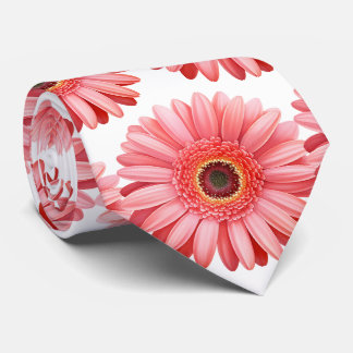 Pink Gerbera Daisy Floral Flower Faux Silk Neck Tie