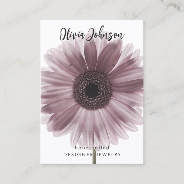Pink Gerbera Daisy Floral Jewelry Earring Display Business Card (Front)