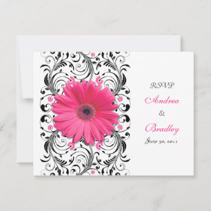 Pink Gerbera Daisy Floral Response Card