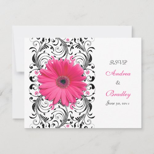 Pink Gerbera Daisy Floral Response Card Invitations