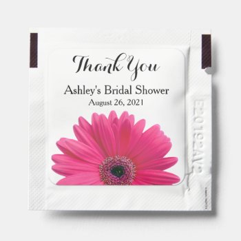 Pink Gerbera Daisy Flower Bridal Shower Favor Hand Sanitizer Packet by wasootch at Zazzle