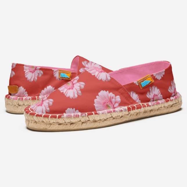 pink gerbera daisy flower espadrilles (Angled)