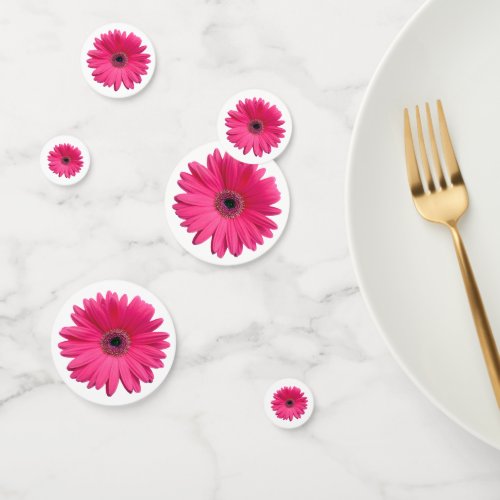 Pink Gerbera Daisy Flower Wedding Bridal Shower Confetti