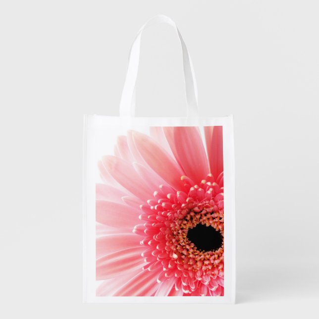 Pink Gerbera Daisy Grocery Bag (Front)