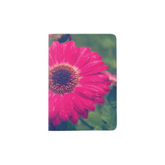 Pink Gerbera Daisy in Bloom Passport Holder