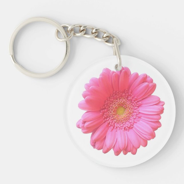 Pink gerbera daisy keychain (Front)