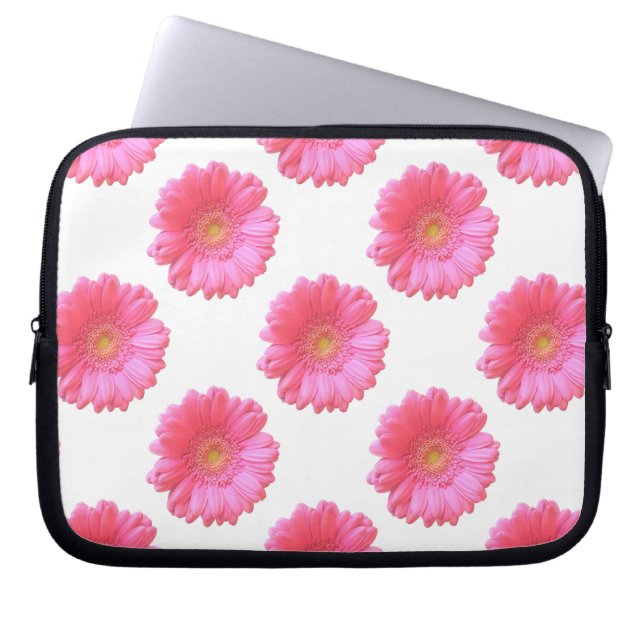 Pink gerbera daisy laptop sleeve (Front)