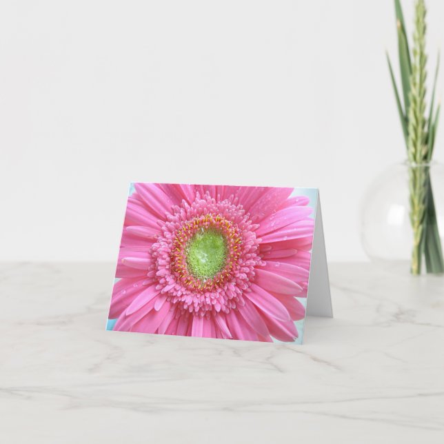 Pink gerbera daisy letterpress thank you card (Front)
