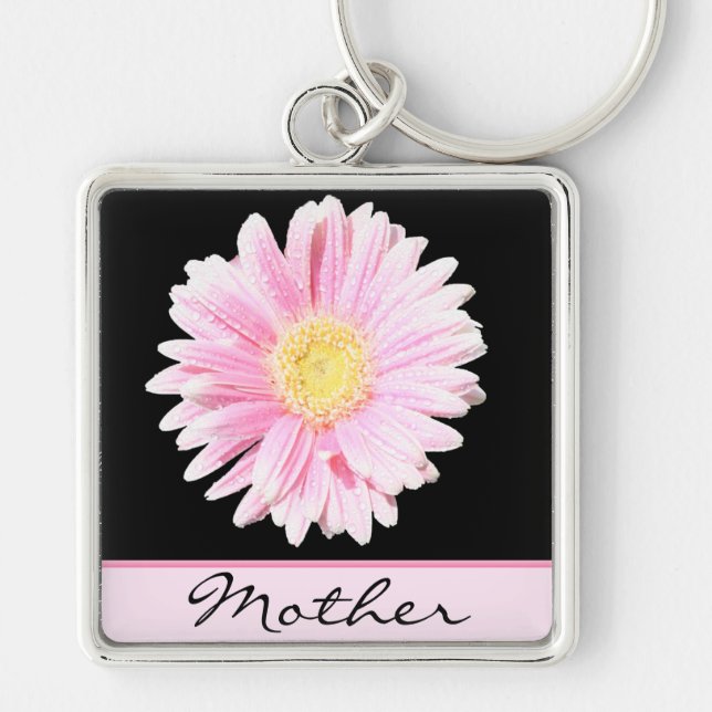 Pink Gerbera Daisy Mother Keychain (Front)