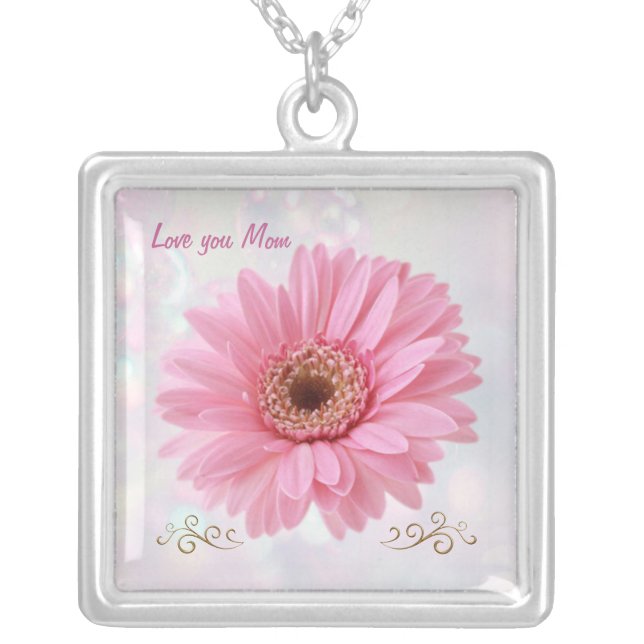 Pink Gerbera daisy Necklace (Front)