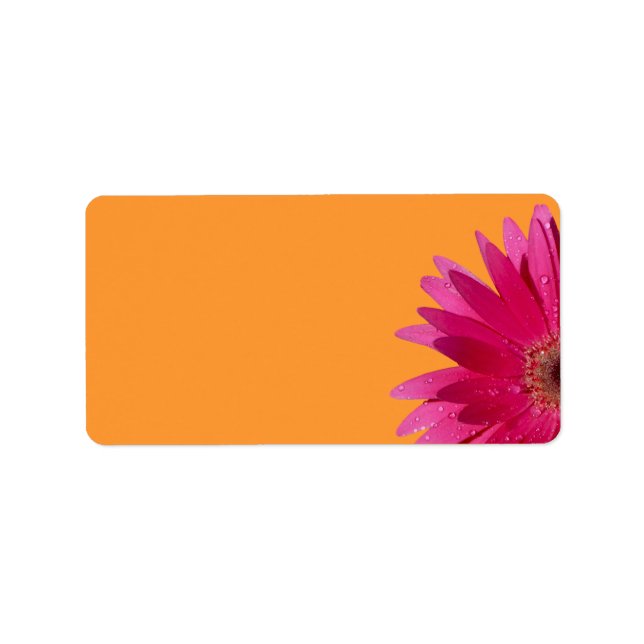 Pink Gerbera Daisy Orange Wedding Blank Address Label (Front)