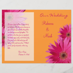 Pink Gerbera Daisy Orange Wedding Program