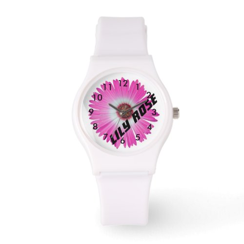 Pink Gerbera Daisy Personalized Watch