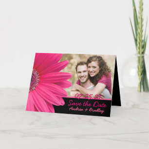 Pink Gerbera Daisy Photo Save the Date Card