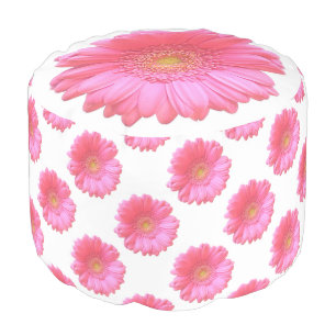 Pink gerbera daisy pouf