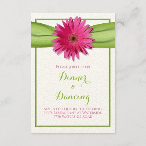 Customizable Pink Gerbera Daisy Reception Card Business Card Templates