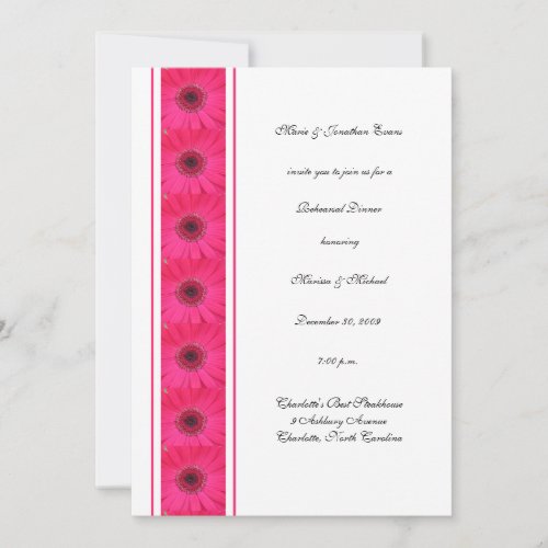 Pink Gerbera Daisy Rehearsal Dinner Invitation