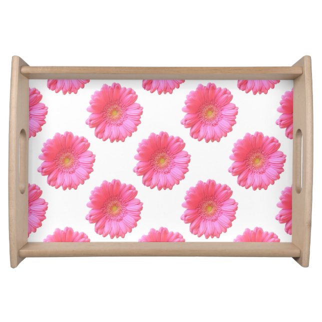 Pink gerbera daisy serving tray (Front)