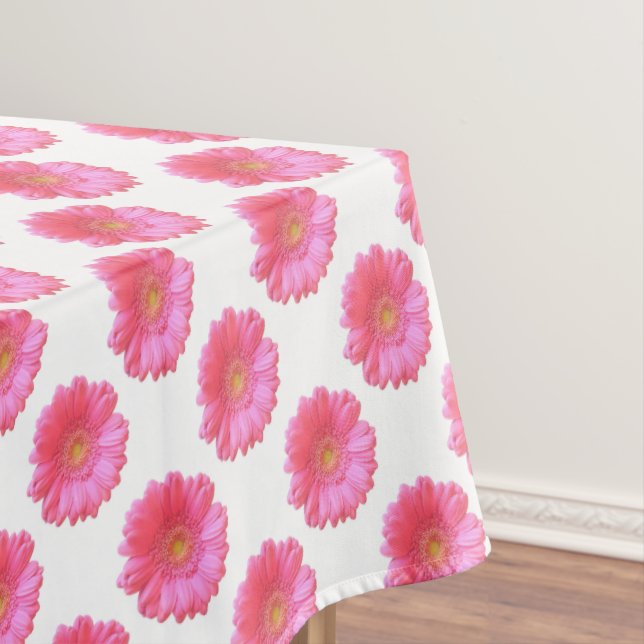 Pink gerbera daisy tablecloth (In Situ)