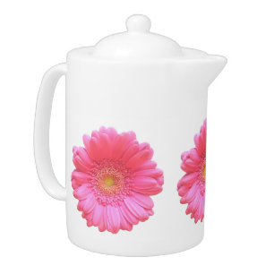 Pink gerbera daisy teapot