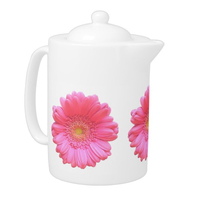 Pink gerbera daisy teapot (Left)