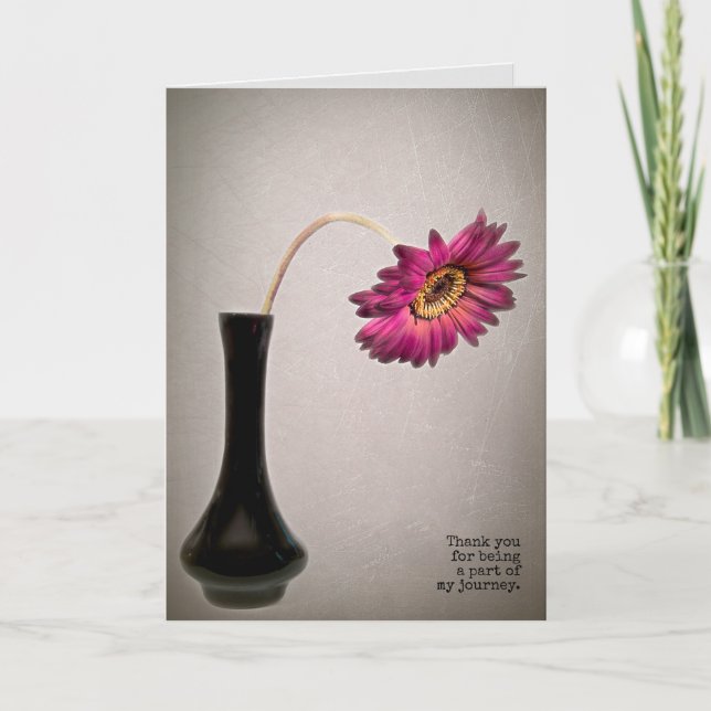 Pink gerbera daisy thank you card (Front)