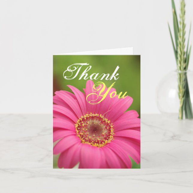 Pink Gerbera Daisy Thank You note (Front)