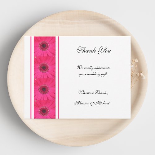 Pink Gerbera Daisy Thank You Wedding Card