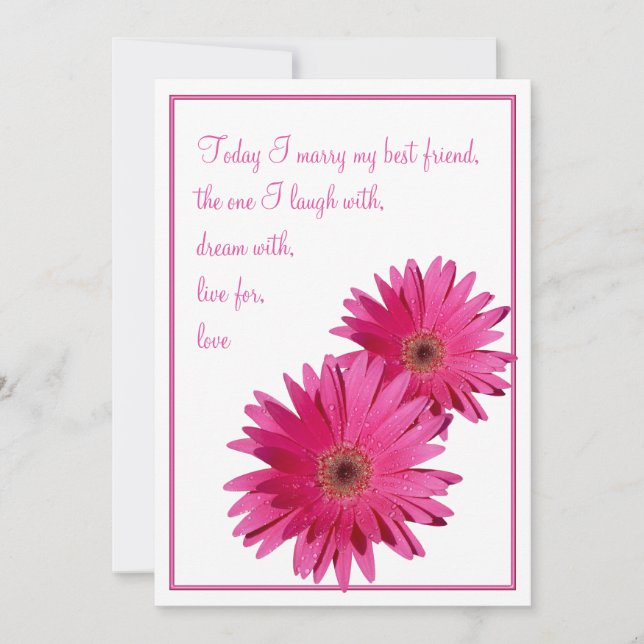 Pink Gerbera Daisy This Day Wedding Invitation (Front)