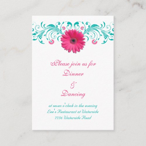 Pink Gerbera Daisy Reception Card Business Card Template