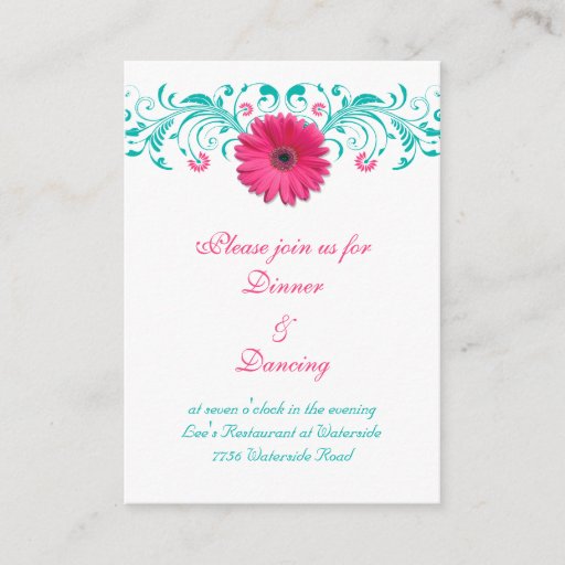 Customizable Pink Gerbera Daisy Reception Card Business Card Template