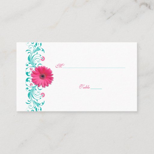 Customizable Pink Gerbera Daisy Special Occasion Place Card Business Card Template