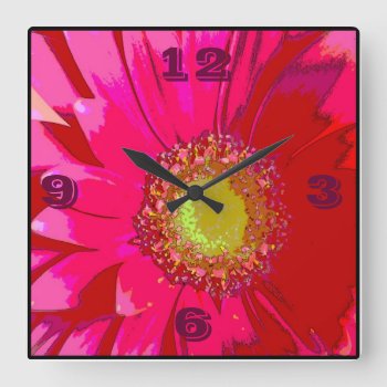 Pink Gerbera Daisy Wall Clock by WheatgrassDesigns at Zazzle