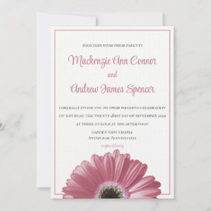 Pink Gerbera Daisy Wedding Invitation