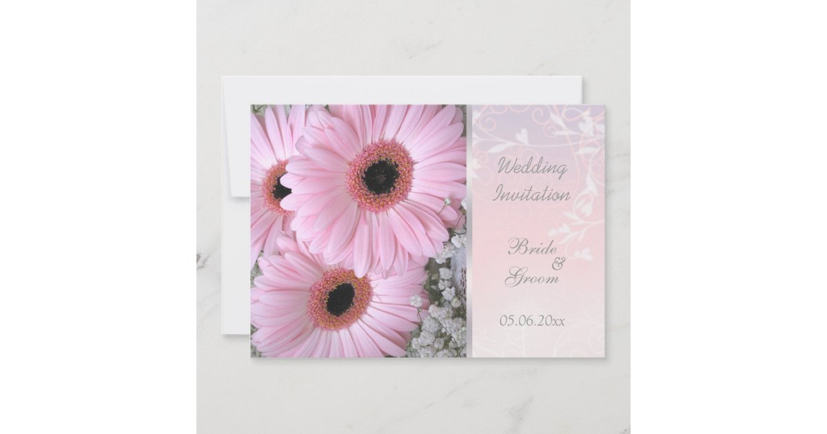 Pink Gerbera daisy Wedding Invitation | Zazzle