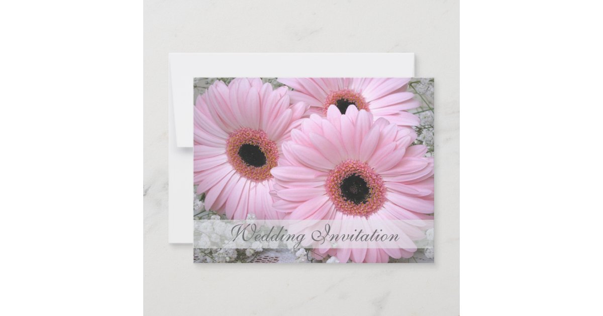 Pink Gerbera daisy Wedding Invitation | Zazzle