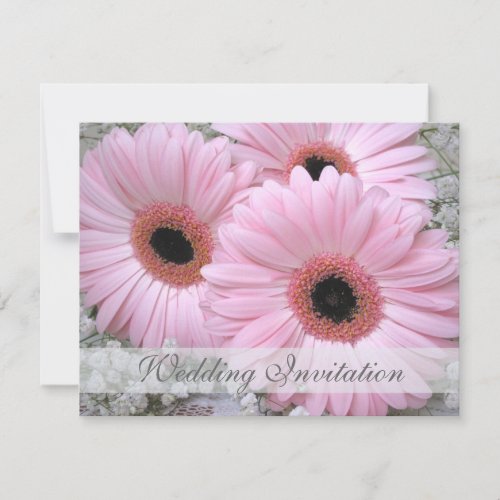 Pink Gerbera daisy Wedding Invitation