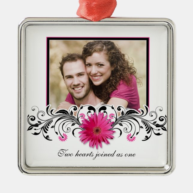 Pink Gerbera Daisy Wedding Love Favor Ornament (Front)