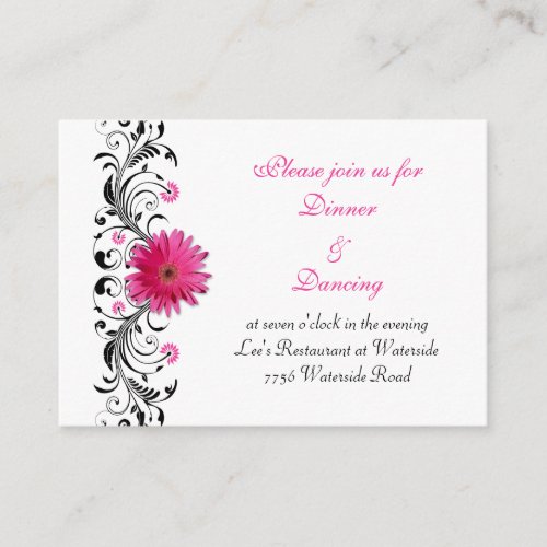 Pink Gerbera Daisy Wedding Reception Card Business Card