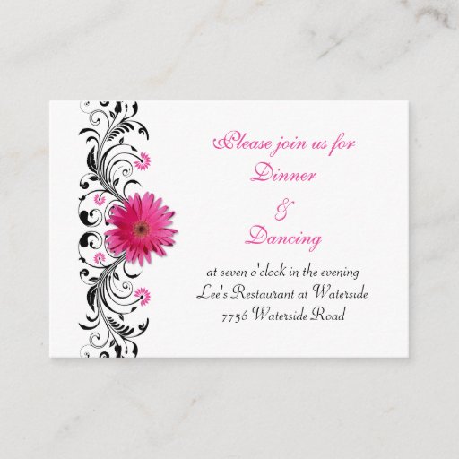 Customizable Pink Gerbera Daisy Wedding Reception Card Business Card