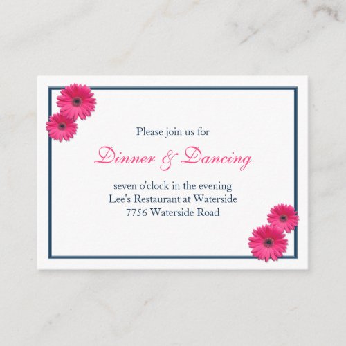 Pink Gerbera Daisy Wedding Reception Card Business Card Template