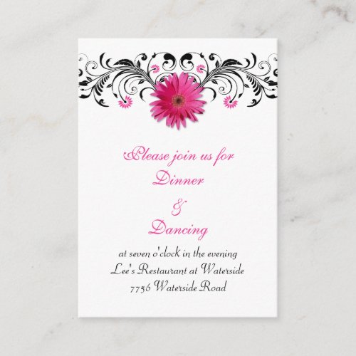 Pink Gerbera Daisy Wedding Reception Card Business Card Templates