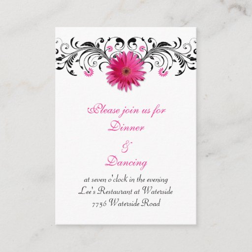 Customizable Pink Gerbera Daisy Wedding Reception Card Business Card Templates