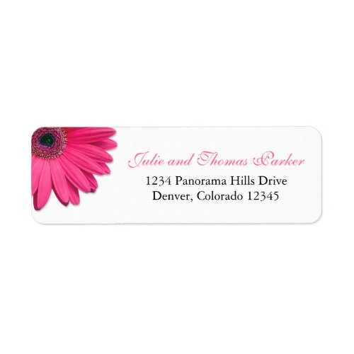 Pink Gerbera Daisy Wedding Simple Return Address Label