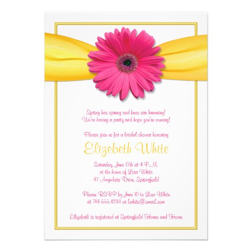 Pink And Yellow Bridal Shower Invitations 3