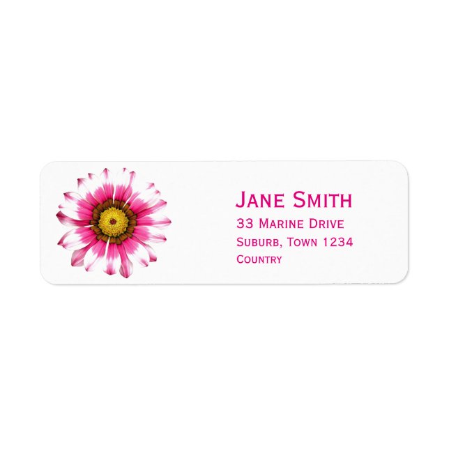 Pink Gerbera flower art Label (Front)